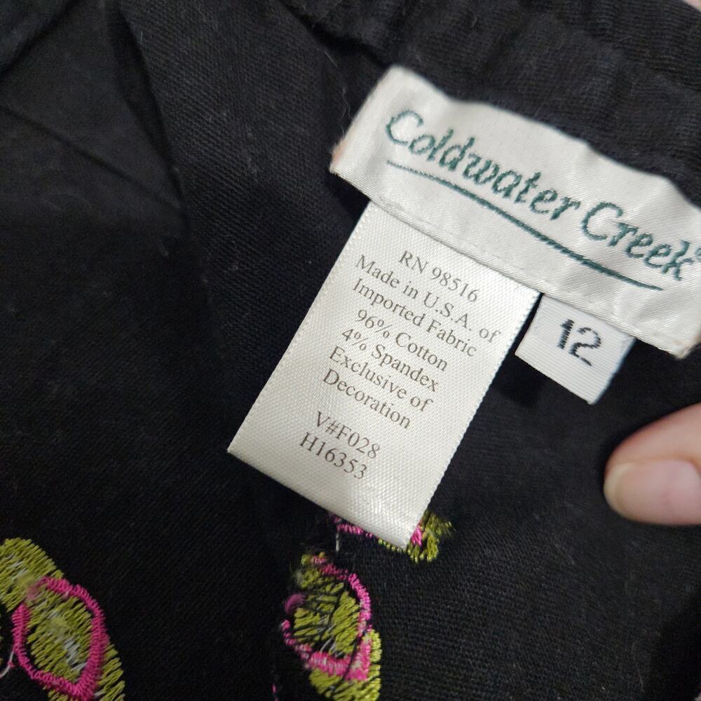 Coldwater Creek Womens Black Pants Embroidered Flip Flop Beach Size 12 - Picture 6 of 6